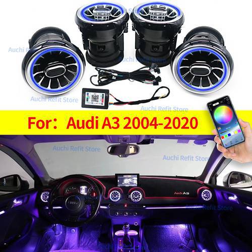 256 Colours LED Air Vents For Audi A3 S3 RS3 8V 8Y 8P 2004-2020 Car Dashboard Ambient Light Air Conditioner Outlet Nozzle Refit