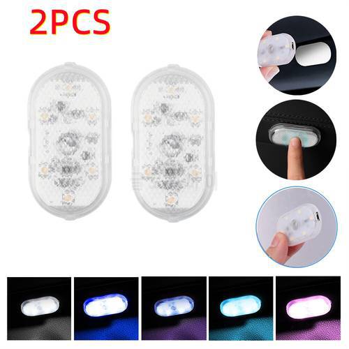 2PCS Car LED Ambient Light Interior Lighting Atmosphere Lamp for Armrest Box Trunk Switch Touch Wireless Mini LED Foot Lights