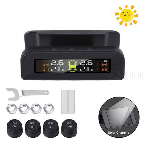 LEEPEE Solar Power TPMS Tyre Pressure Temperature Warning Car Tire Pressure Alarm Monitor System Auto Security Alarm Systems