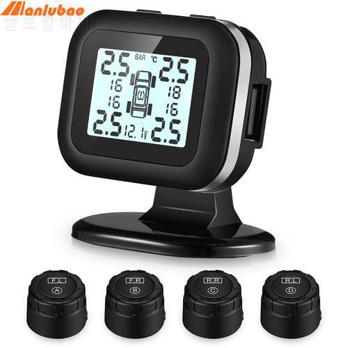 Manlubao C120 Tire Pressure Monitoring System Universal Real-time Tester Angle-adjustable Display 4 External Sensors