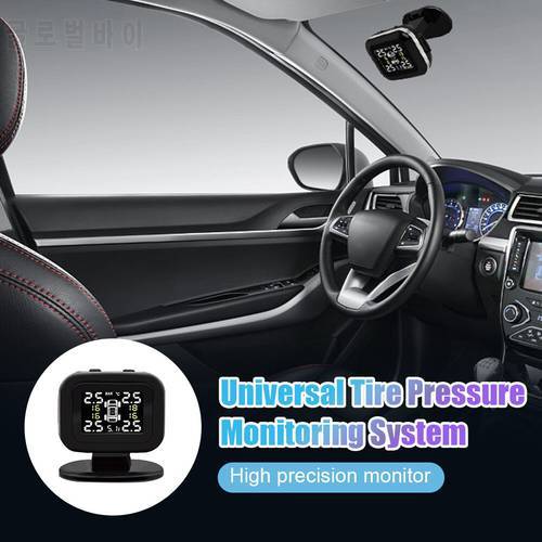 Car TPMS Tire Pressure Monitoring System External USB Rechargeable with LCD Tire Pressure Temperature Alarm System with 4 Sensor
