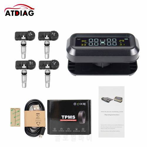 Smart Car TPMS Tyre Pressure Monitoring System Solar Power Digital LCD Display Auto Security Alarm Systems Tyre Pressure