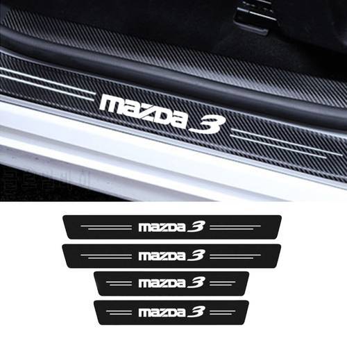 Universal For Mazda Mazda 3 4Pcs Carbon Fiber Car Door Sill Scuff Anti Scratch Sticker Threshold Protectio Strip