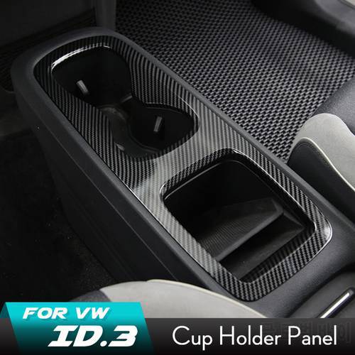 ID3 Auto Car Carbon Fiber Center Console Cup Holder Panel Frame Sticker Trim Decoration Accessories For VW ID.3 Volkswagen