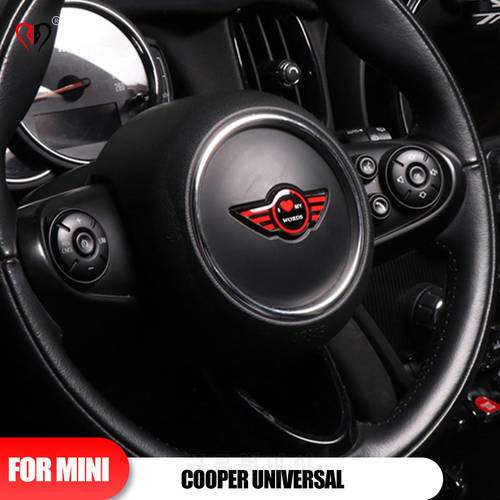 For Mini Cooper F55 F56 R55 R60 Universal For Car Steering Wheel Panel Decals 3D Center Interior Epoxy Stickers Auto Accessories