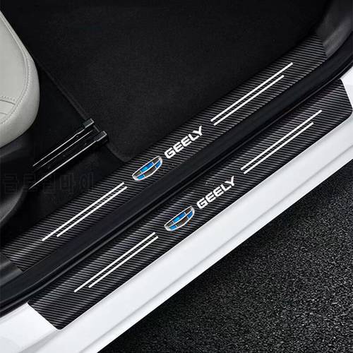4ps Interior Carbon Fiber Threshold Strip For Parts Geely Serie Coolray Atlas Pro Accessories Stickers On Car Maintainance