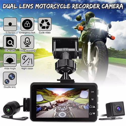 Popular 720P Dual Lens Locomotive Recorder Motorcycle DVR Dash Cam 3-Inch HD Display Mt80 Motorcycle Tachograph Video Recorder