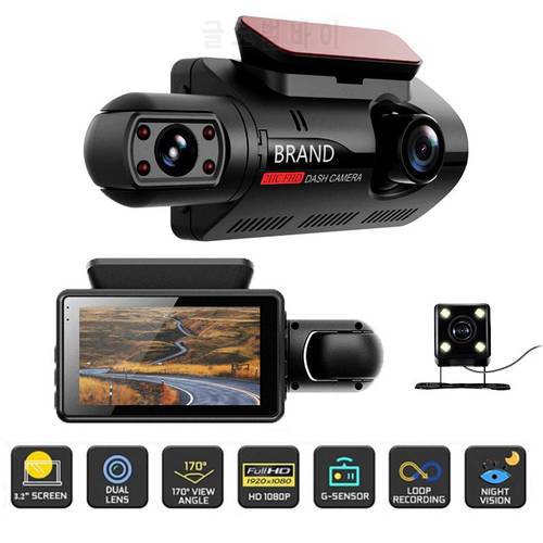 FHD Car Dash Cam 1080P Car Camera Recorder Loop Dual Record Video Surveillance G-Sensor Night Vision Wide Angle Car Security Cam