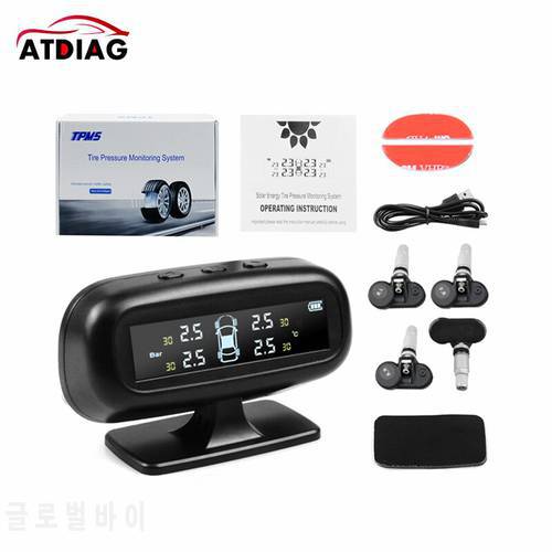 Universally for Cars Solar TPMS Car Tire Pressure Alarm Monitor System Display Temperature Warning Fuel Save with 4 Sensors