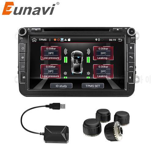 Eunavi Car TPMS Universal Android Tire Pressure Monitoring System for OS DVD Player USB Interface internal extra for all cars