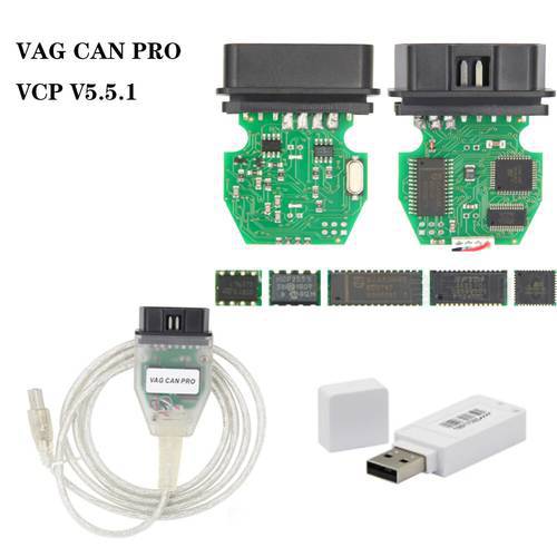 VAG CAN PRO VCP V5.5.1 FTDI VAG OBD 2 OBD2 Auto Diagnostic Tool COM Interface 21.9 ATMEGA162 Cable Can Bus K-line for AUDI/VW