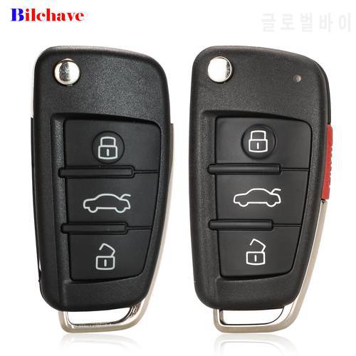 jingyuqin 3/4 Buttons For Audi A2 A3 A4 A6 A6L A8 Q7 TT Flip Folding Remote Car Key Shell Case Fob Uncut Blade Replacement