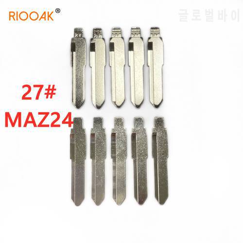 RIOOAK 10pcs/lot 27 lishi MAZ24 Metal Blank Uncut Flip KD/VVDI Remote Key Blade for Mazda M2 M3 M5 M6 M8 Auto Replacement Parts