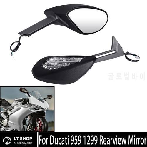 Motorcycle Accessories Rear View Mirror with Turn Signal For Ducati 1299 Panigale S 2015-2018 959 Panigale 2015-2020 Black