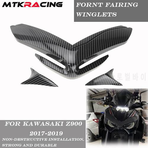 MTKRACING For KAWASAKI Z900 Z 900 2017-2019 Front Fairing Aerodynamic Winglets Front Beak Nose Cone Extension Cover Extender