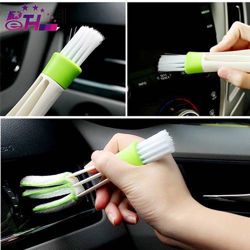 1Pcs Car Double Ended Car Air Conditioner Vent Slit Brush Instrumentation Dusting Blind Keyboard Cleaning Washer