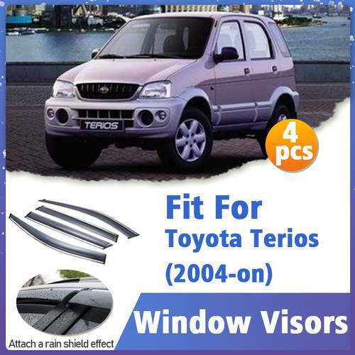 Window Visor Guard for Toyota Terios 2004-on Vent Cover Trim Awnings Shelters Protection Sun Rain Deflector Auto Accessories