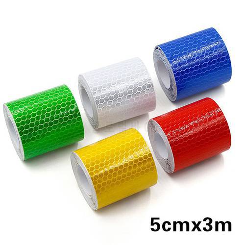 Car Reflective Tape Sticker Safety Mark Car Styling Self Adhesive Warning Tape Motorcycle Bicycle Film Decoration Tool 5cmx3m