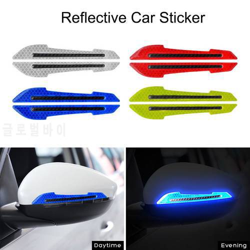 2PCS Self Adhesive Universal Motorcycle Rearview Mirror Truck Vehicle Safety Warning Strip Tape Reflective Car Sticker