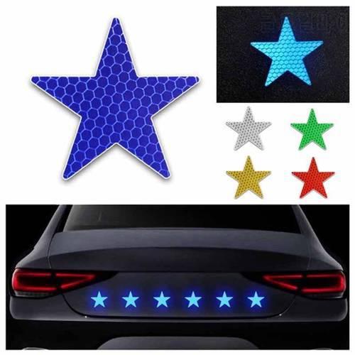 New 6pcs Night reflective stickers five-pointed star reflective warning stickers personalized car scratches decorative stickers