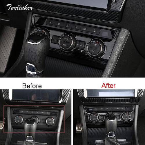 Tonlinker Cover Stickers for SKODA SUPERB 2016-18 Car Styling 1 PCS stainless steel Air conditioner knob position cover stickers