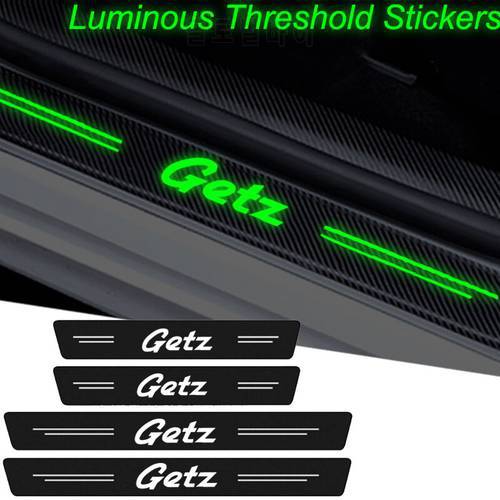 Luminous Carbon Fiber Car Trunk Door Sill Anti Kick Decals Tape for Hyundai Getz Logo Stickers Threshold Strip Film Decoration