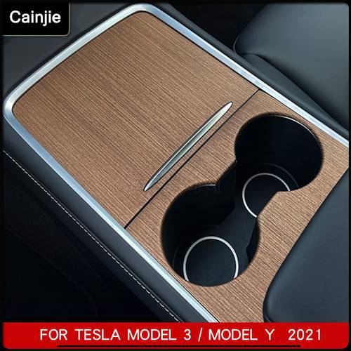 New Tesla Model 3 Wood Grain Panel Patch Accessories For Model3 / Y 2021 Car Center Console Stickers