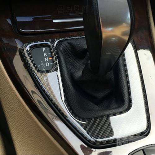 LHD Carbon Fiber Auto Center Control Gear Shift Panel Cover Sticker Interior Decoration Accessories For BMW 3 Series E90 E92 E93