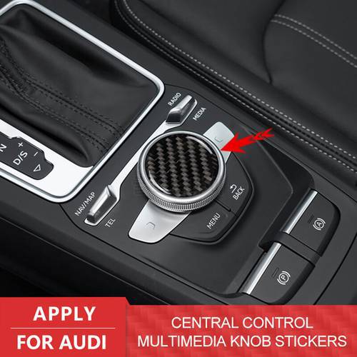 Carbon Fiber Car Accessories Interior Central Control Multimedia Knob Decals Cover Trim Stickers For Audi Q2