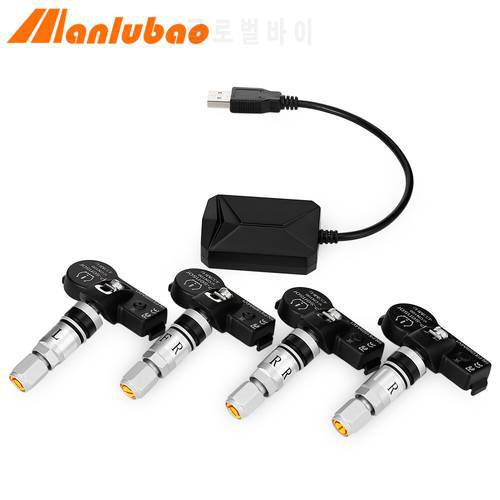 Manlubao Tire Pressure Monitoring System USB TPMS for Android DVD Player with 4 External/Internal Sensors