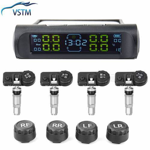 NEW Car TPMS Tire Pressure Alarm Monitor System High Brightness Colorful Display Solar Power + USB Charging with High Quality