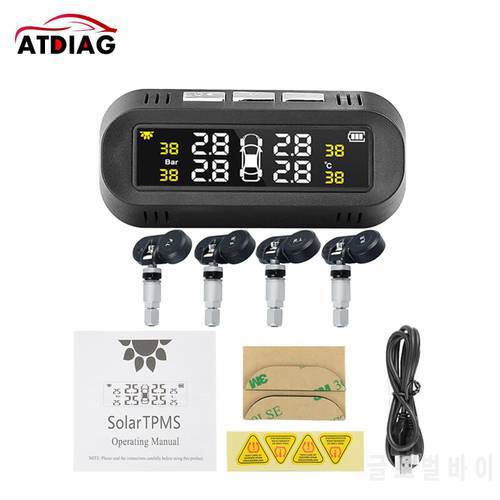 Solar Power TPMS Car Tire Pressure Alarm Monitor System Auto Security Alarm Systems Tyre Pressure Temperature Warning