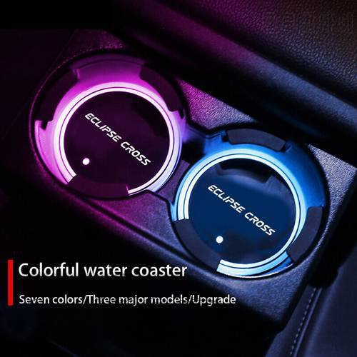 Luminous Car Water Cup Coaster Holder 7 Colorful USB Charging Car Led Atmosphere Light For Mitsubishi Eclipse Cross GK