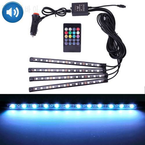 4 in 1 Universal Car Colorful Acoustic LED Atmosphere Lights Colorful Lighting Decorative Lamp, with 48LEDs SMD-5050 Lamps and