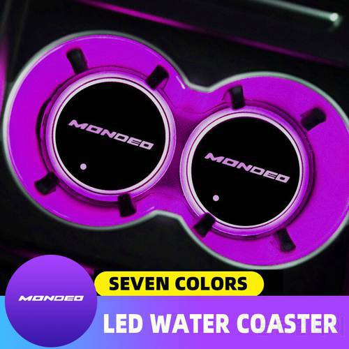 Luminous Car Water Cup Coaster Holder 7 Colorful USB Charging Car Led Atmosphere Light For Ford Mondeo MK5 Auto Accessories