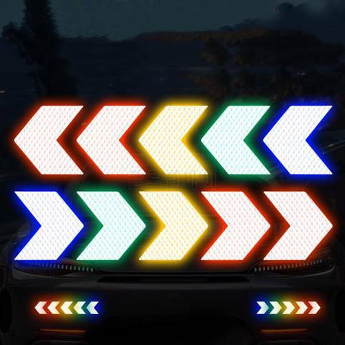 12PCS Car Reflective Sticker Warning Decals Arrow Sign Tape Stickers For Auto Tail Bar Bumper Trunk Safety Decoration Sticker