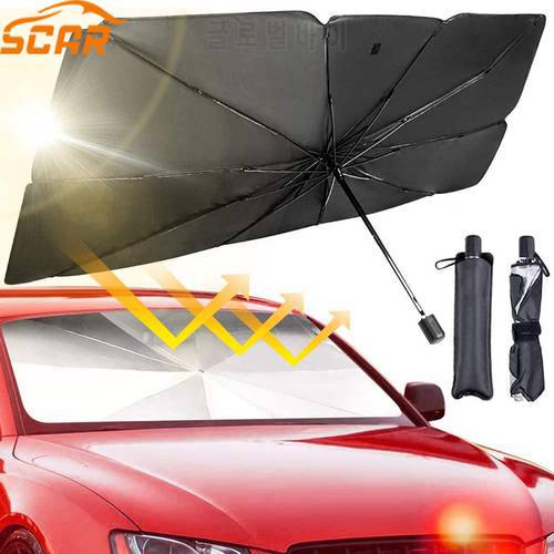 Car Windshield Sun Shade UV Rays Separation Heat Plate Telescopic Folding Car Umbrella Applicable To All Car Type