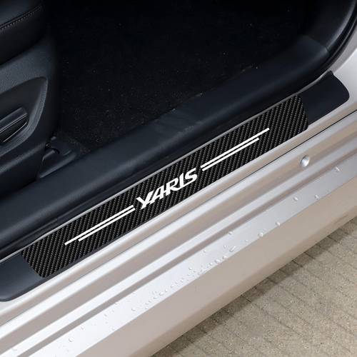 Car Scuff Plate Carbon Fiber Sticker For YARis GR Sport GRMN Hybrid Car Door Sill Waterproof Decals Anti Scratch Decor