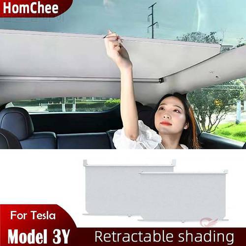 HomChee Retractable shading fit Tesla Model Y 3 Sunroof Skylight shade model3 Adjustable Curtains Telescopic SunShade for tesla