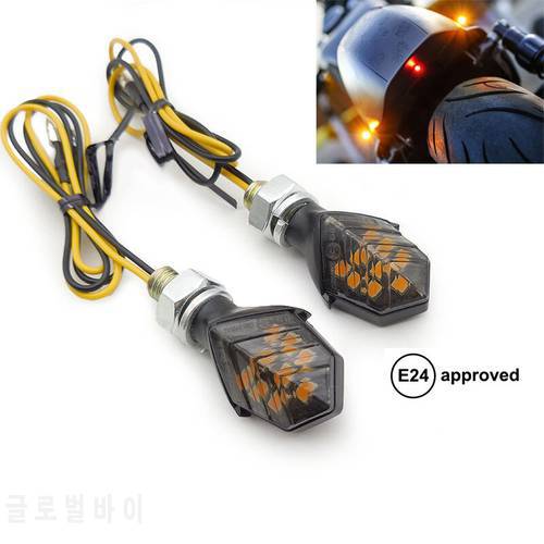 Pair E-marked IP68 Waterproof Motorcycle mini LED Turn Signal Light 12v Amber Blinkers Indicator Rear Lights Accessories