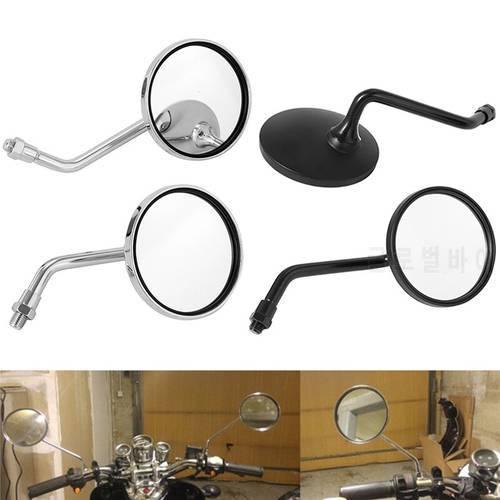 1 Pair Universal Motorcycle Rear View Mirror 8mm/10mm Aluminum Round Rearview Side Mirrors For Harley Honda Suzuki Triumph