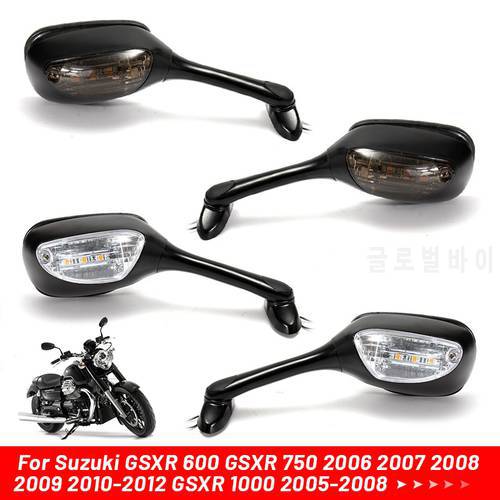 Motorcycle Rearview Side Mirrors LED Turn Signals For Suzuki GSXR 600 GSXR 750 2006 2007 2008 2009 2010-2012 GSXR 1000 2005-2008