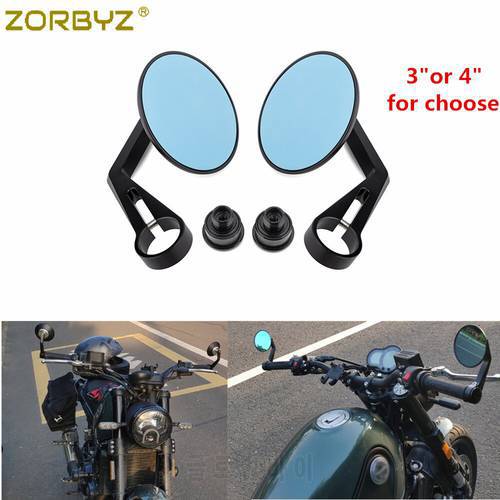ZORBYZ 3&39&39 4&39&39 Black CNC Aluminium Round Handlebar End Side Mirror With M18 Bolt For Benelli Leoncino 250 500 502c 752s BN600
