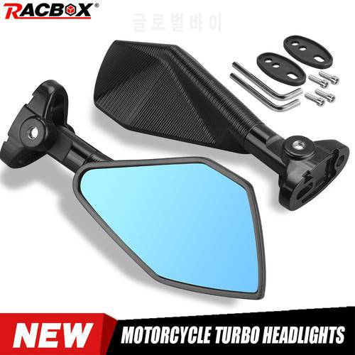 Motorcycle Rearview Side Blue Glass Aluminum Black Moto Side Mirror fit for ZX6R ZX7R ZX10R ZX14R Honda CBR929RR CBR954RR