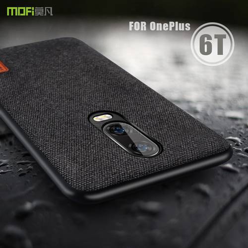 oneplus 6t Case Cover MOFI One Plus 6T Back Fabric Case for 1+6T Full Cover Soft silicone edge Case OP6T Hard Frosted Case