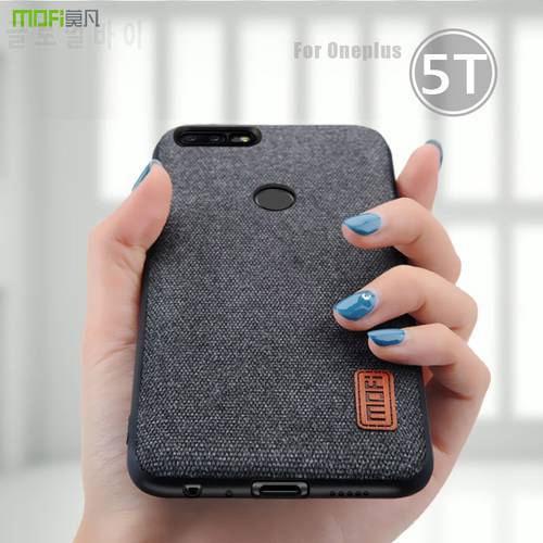 oneplus 5t Case Cover MOFI One Plus 5T Back Hard Case Soft silicone edge Fabrics Business Case for 1+5t Full Cover OP5T Case