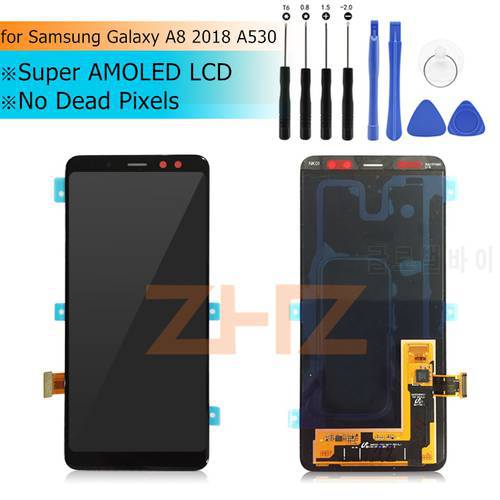 For Samsung Galaxy A8 2018 A530 LCD Touch Screen Digitizer A530F A530DS A530N Assembly Replacement For Samsung A530 LCD+Frame