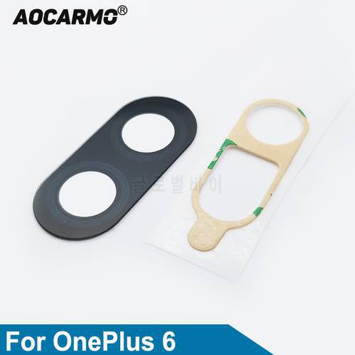 Aocarmo For OnePlus 6 A6000 1+6 Rear Back Camera Lens Glass Cover With Adhesive Sticker Glue Tape Replacement