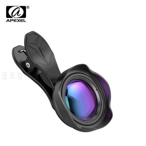 APEXEL Mobile Phone Lens 0.5X 4K 110 Degree Wider Angle Lenses Professional HD Brand Lens with Hood for iPhone Xiaomi Wholesale