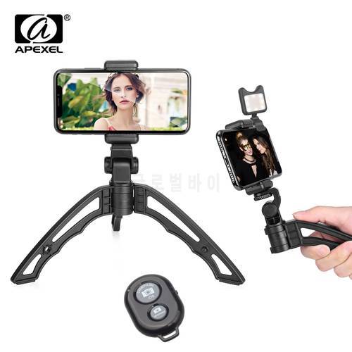 Apexel Mini Portable Tripod Monopod with Remote Bluetooth ontrol Selfie Fill Led Light for iPhone X 7 8 Samsung Mobile Phone